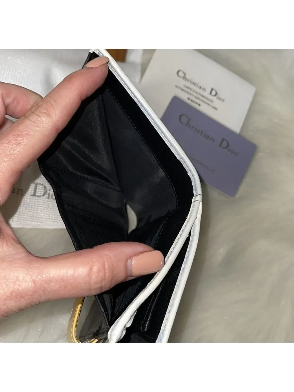 AUTHENTIC CHRISTIAN DIOR TROTTER #2 SNAP BIFOLD WALLET NAVY CREAM WITH BOX SPAIN